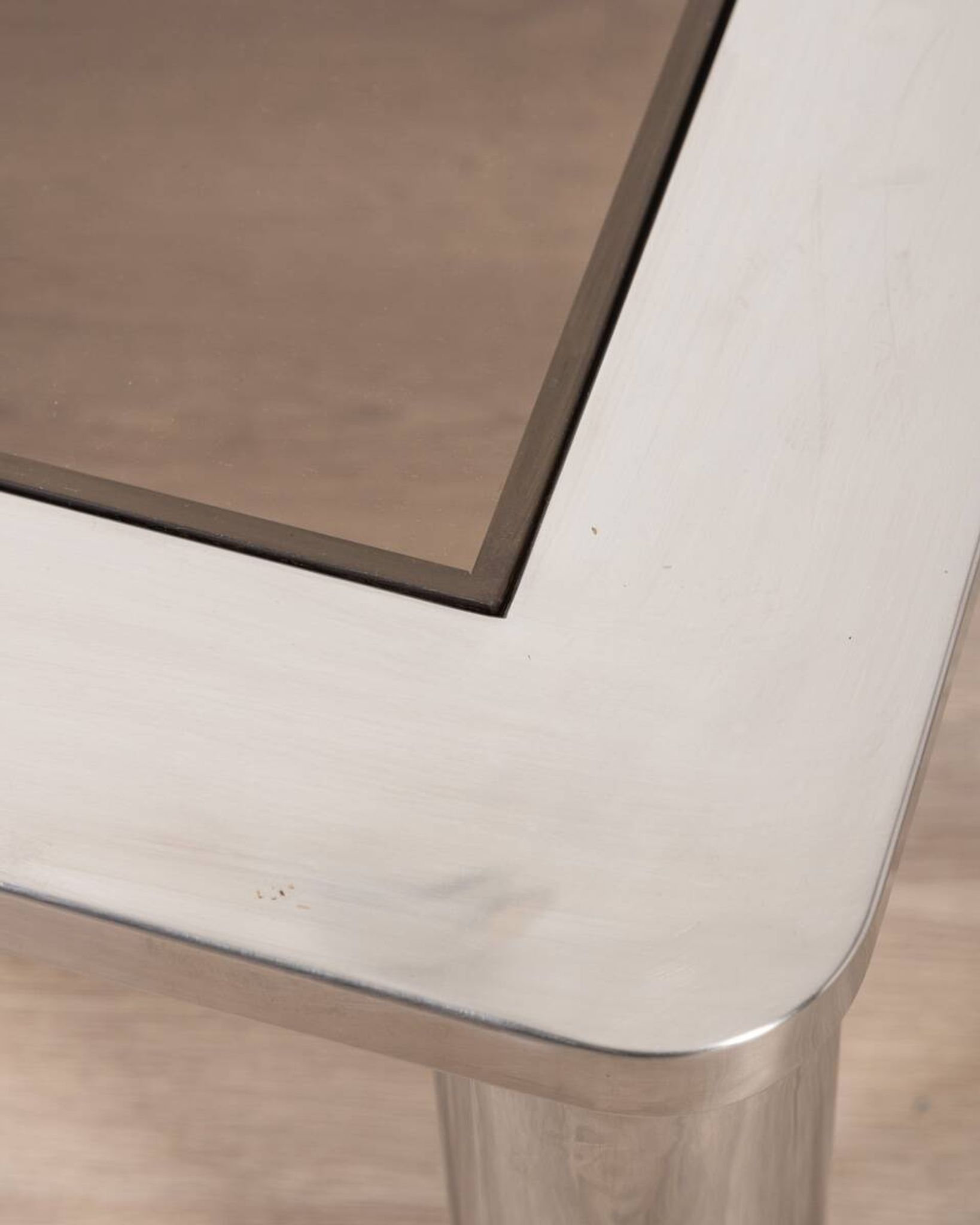 Vintage 60's table in chromed metal and glass, italian design