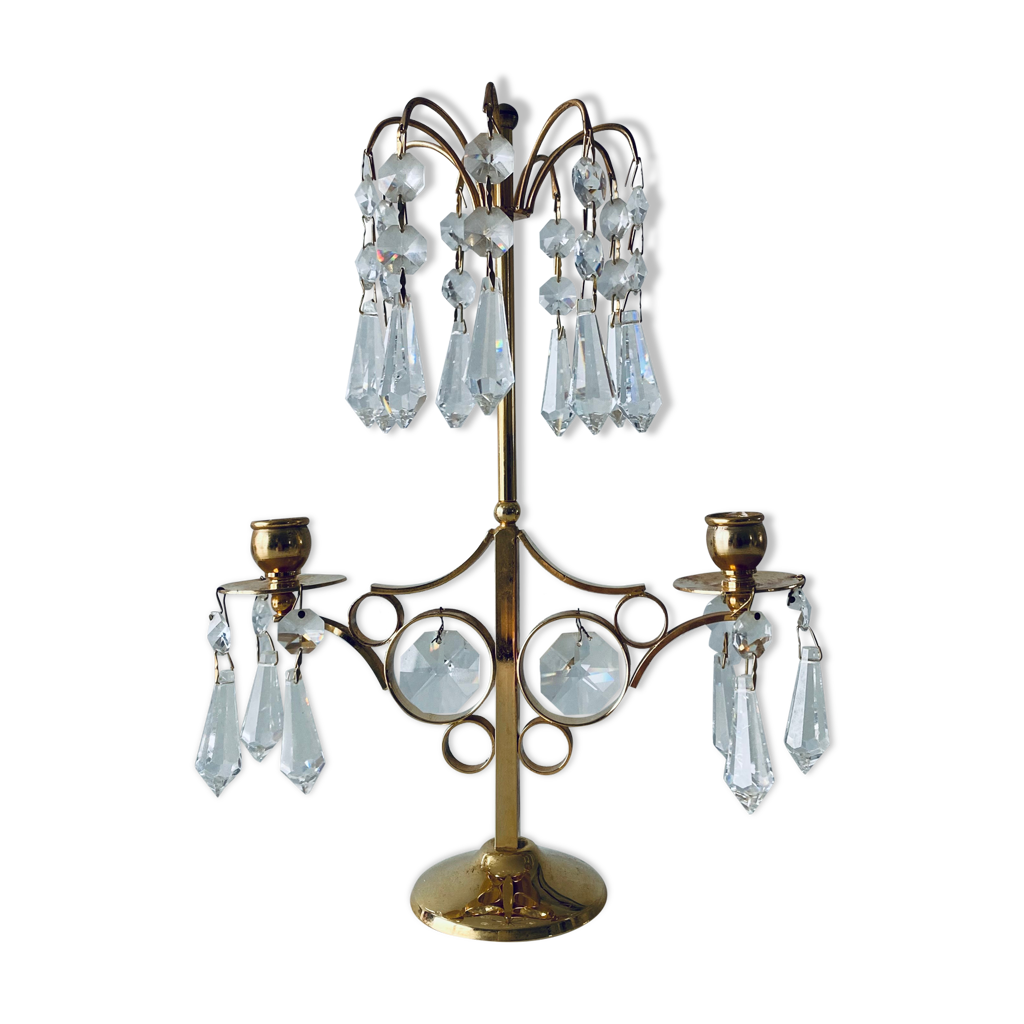 Bougeoir cristal Bohèmia et pampilles - Hiyori Boutique