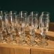 10 vintage champagne flutes in faceted glass