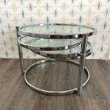 Coffee table vintage glass and chrome