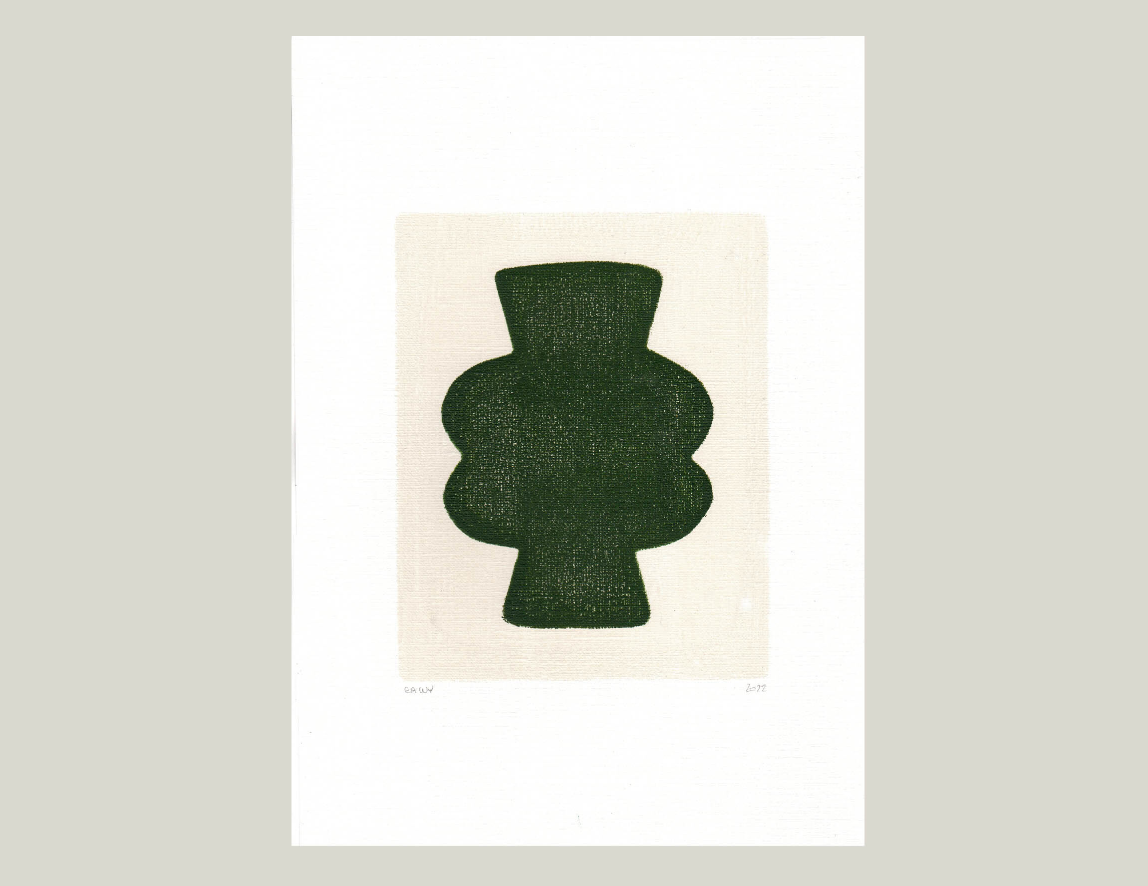 Duo of paintings on paper - pow and mood - dark green - signed eawy