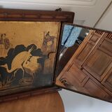 Asian Barber triptych mirror 33x33cm