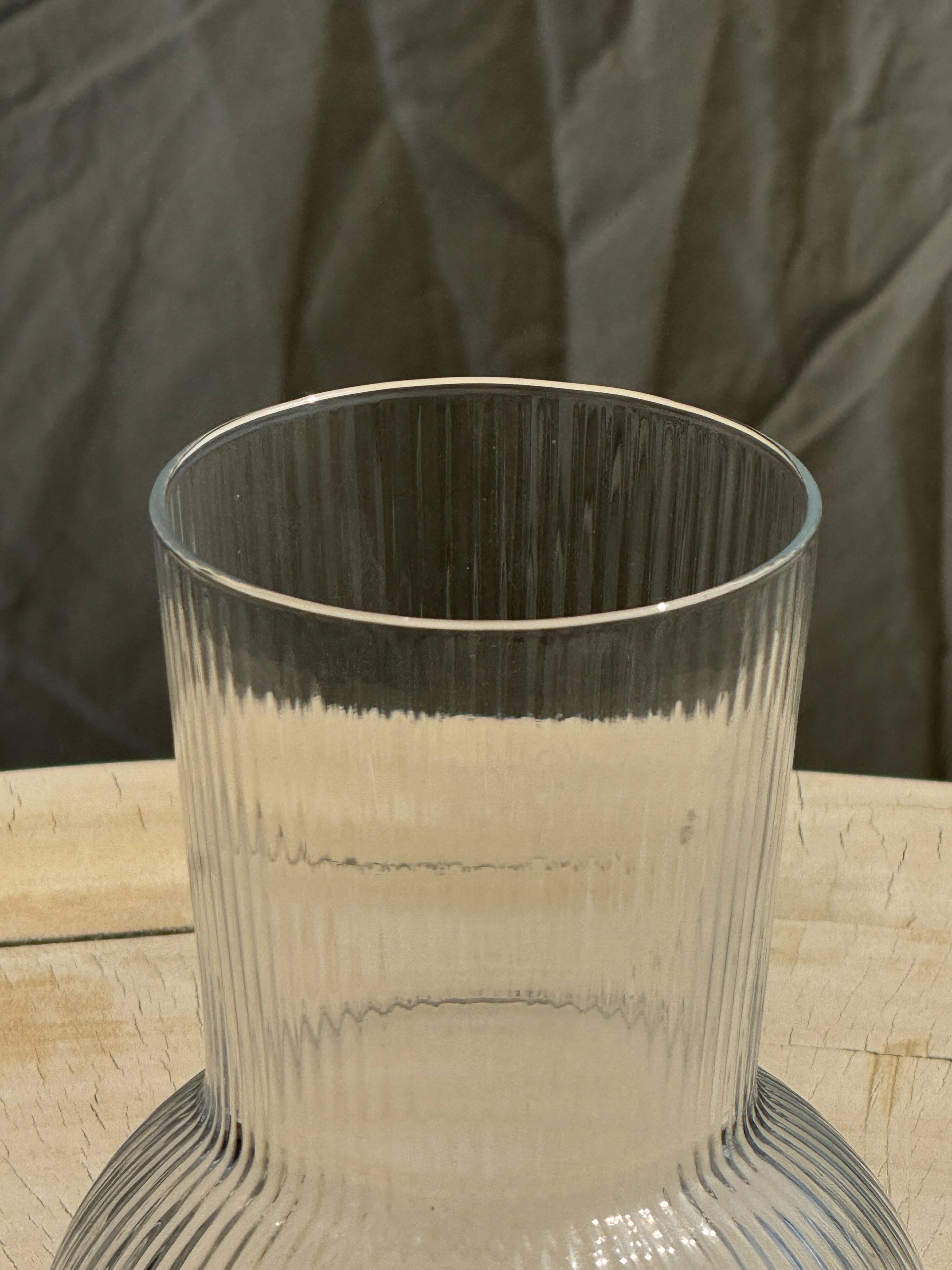 Ribbed glass ball vase