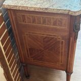 Louis XVI style chest of drawers, spinning top legs - transition style marquetry