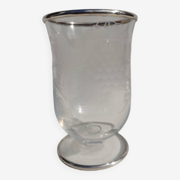 Vase in solid silver and crystal. Early 20th century.