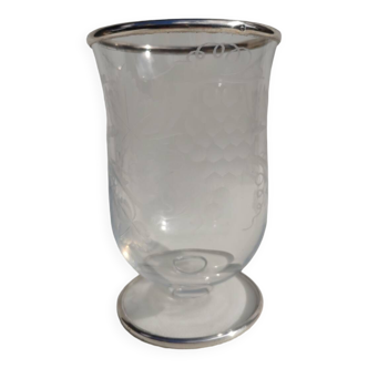 Vase en argent massif et cristal. Début du xx ème siècle.