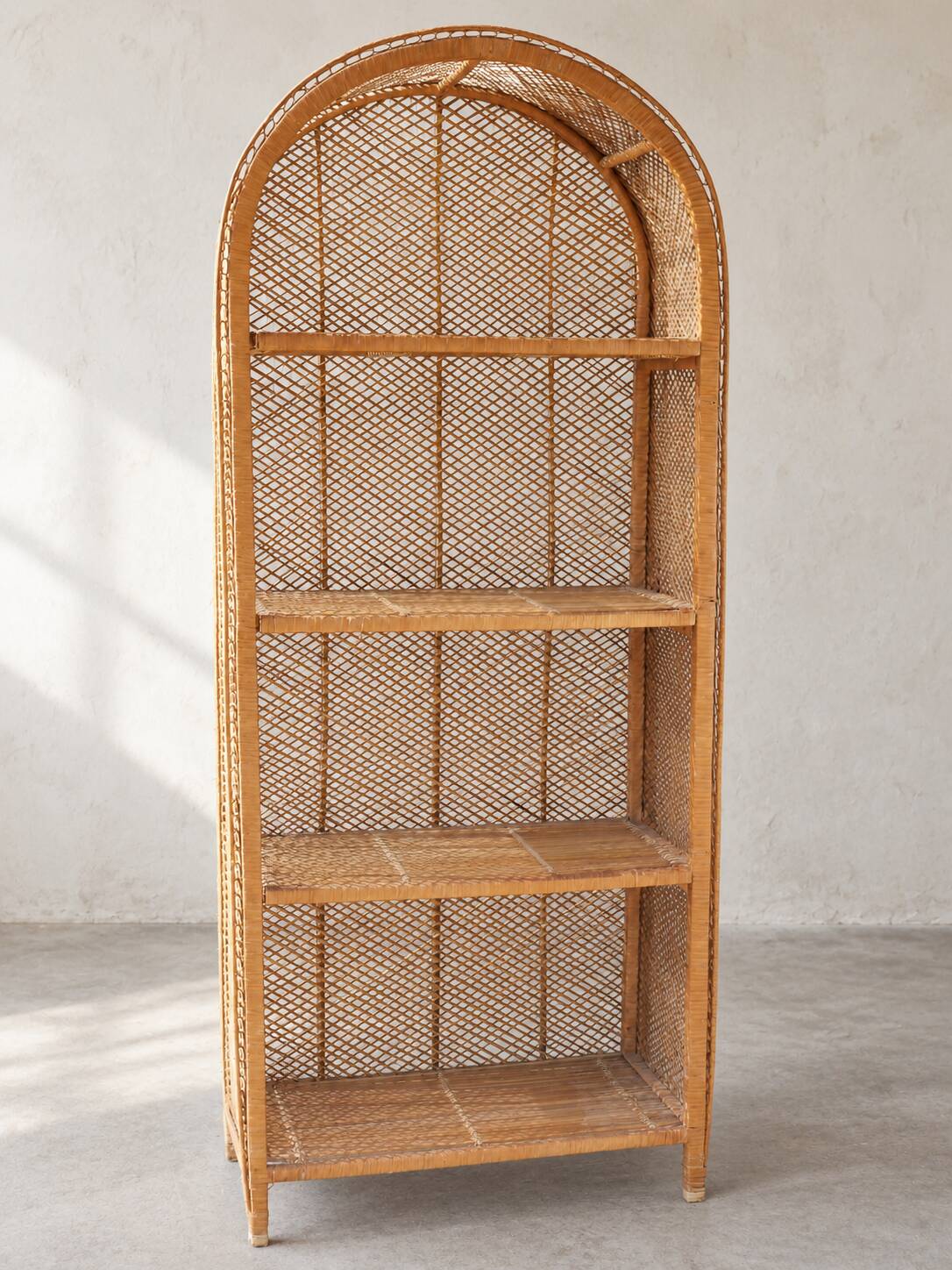 Large woven bamboo shelf