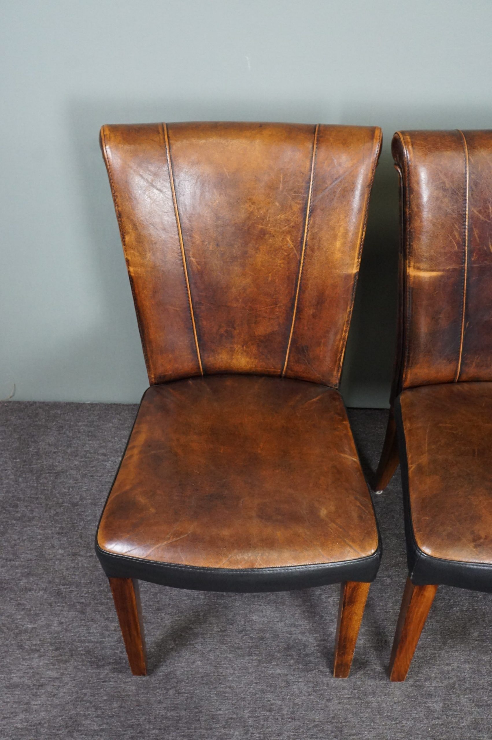 Set of 5 sheepskin dining chairs