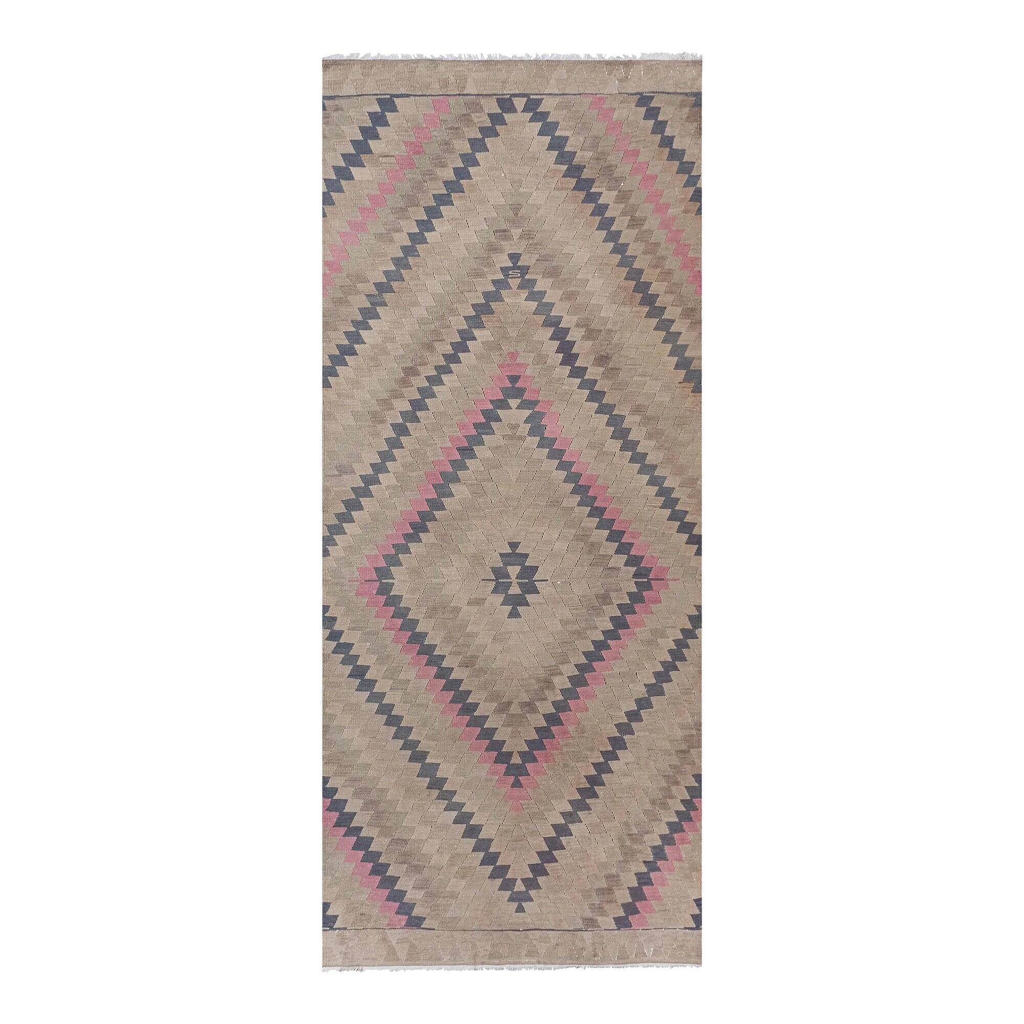 Vintage Turkish kilim, handwoven, 150x350 cm.