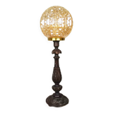 Large wooden table lamp with Glass lampshade