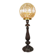 Large wooden table lamp with Glass lampshade