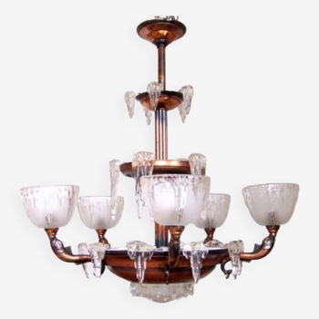 French Henri Petitot Ezan 3 Tier Chandeliers with 5 Fish Arms