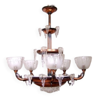 French Henri Petitot Ezan 3 Tier Chandeliers with 5 Fish Arms