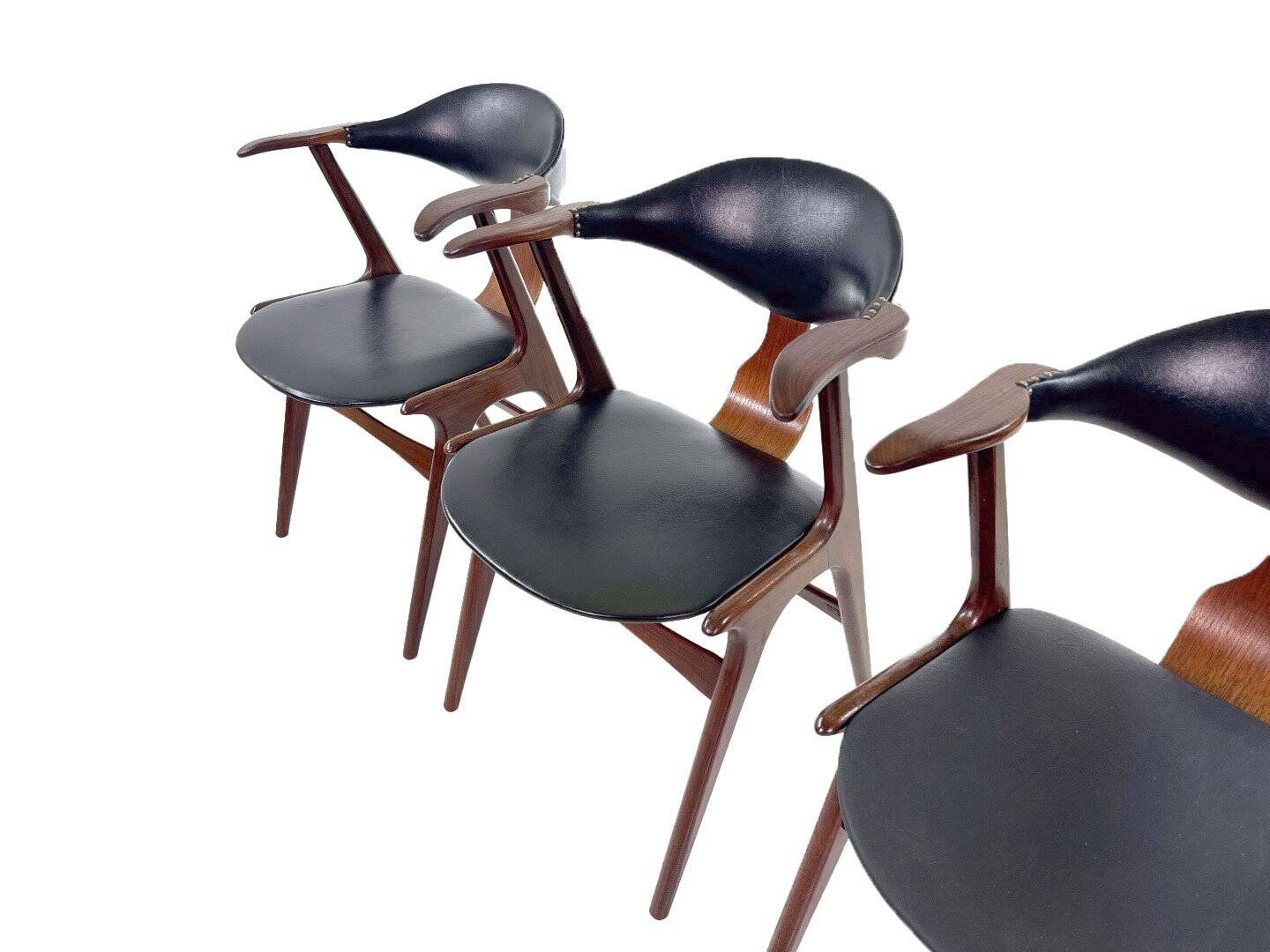 Set of 4 vintage design 'Koehoorn' dining chairs by Louis van Teeffelen for AwA