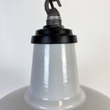 Industrial Grey Enamel Factory Pendant Lamp, 1960s