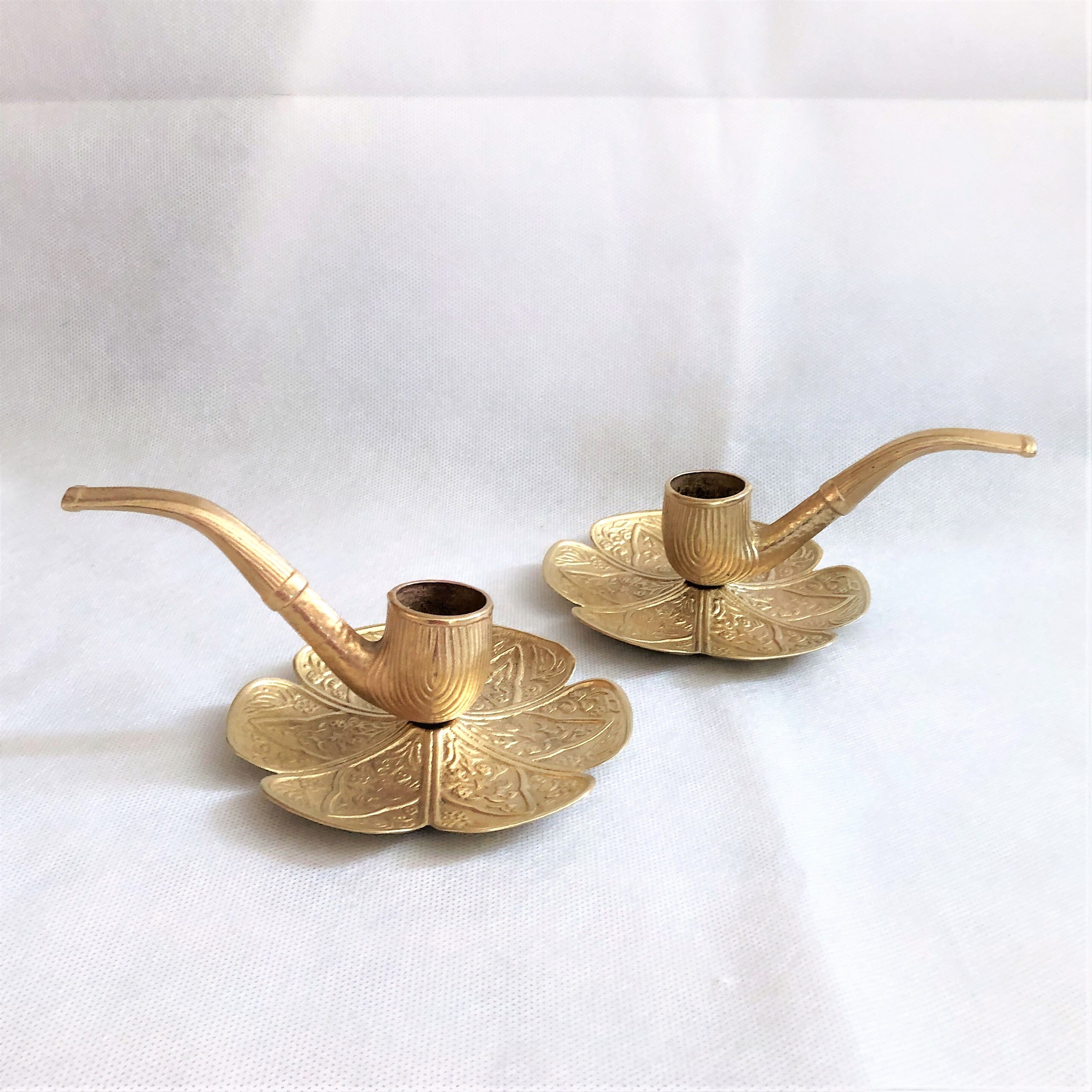 Pair of gilded bronze hand candle holders