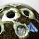 Brown and green glazed stoneware flower holder, vintage craftsmanship from the 1970s-1980s.