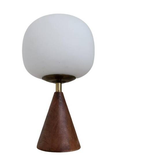 Small lamp in teak, opaline and brass year 60