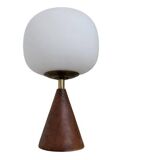 Small lamp in teak, opaline and brass year 60