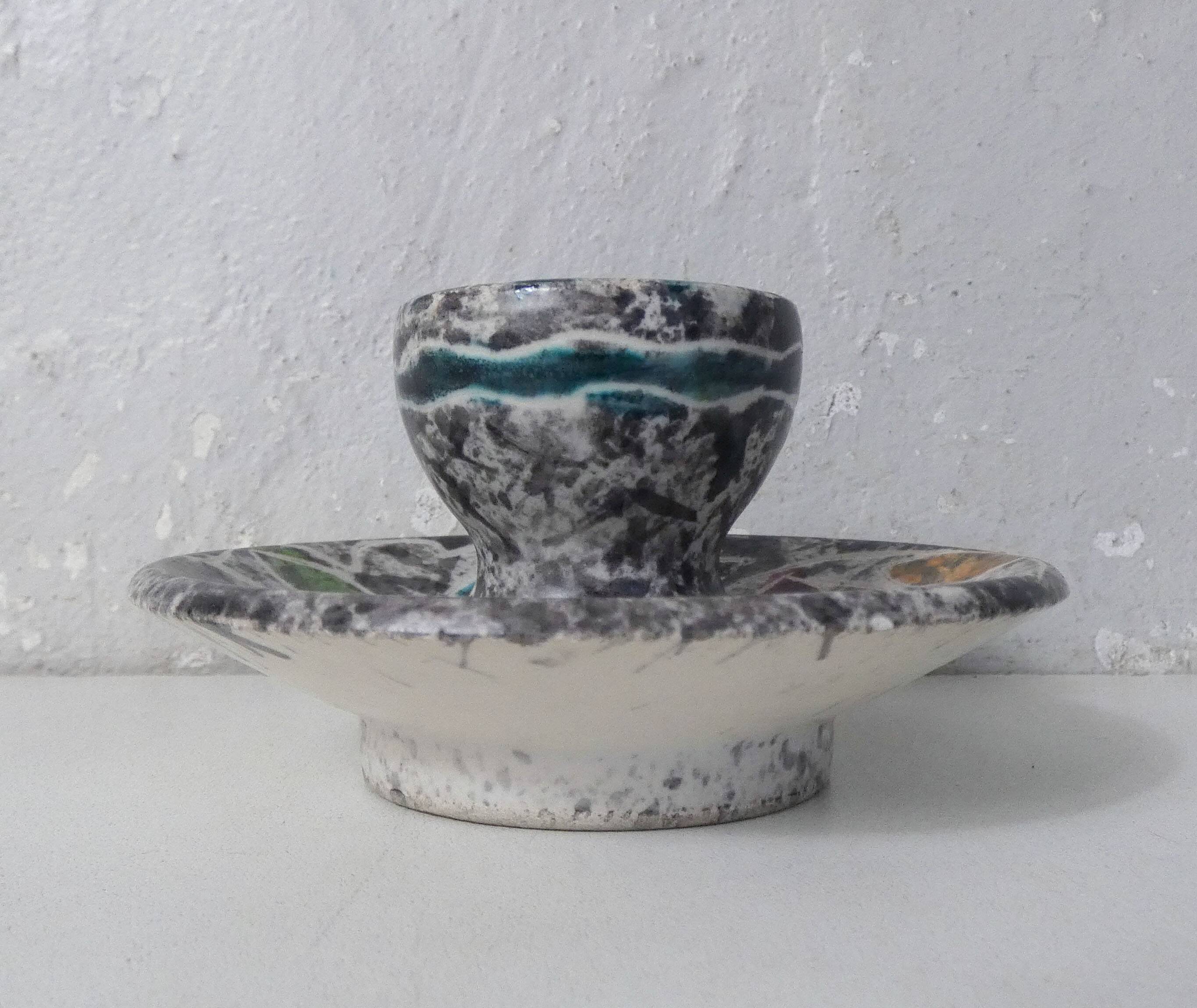 Vallauris ceramic eggcup signed Yvan Borty