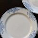 4 vintage ceramic dessert plates - Blue rim and floral pattern