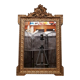 Mirror with pediment rocaille in gilded wood and stucco Louis XV style
