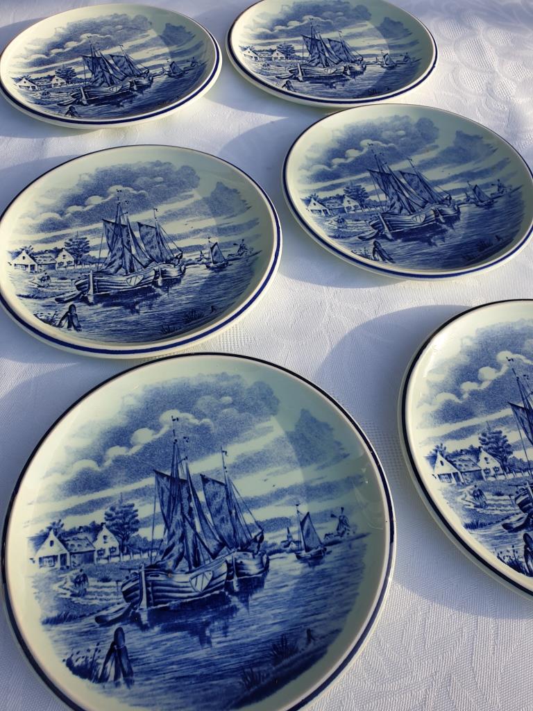 Set 6 plates Delfts for Royal Sphinx Holland by Boch Belgium