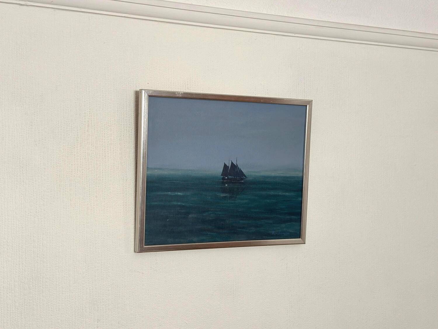 Swedish Oil on Canvas – “Sailboat at Sea”