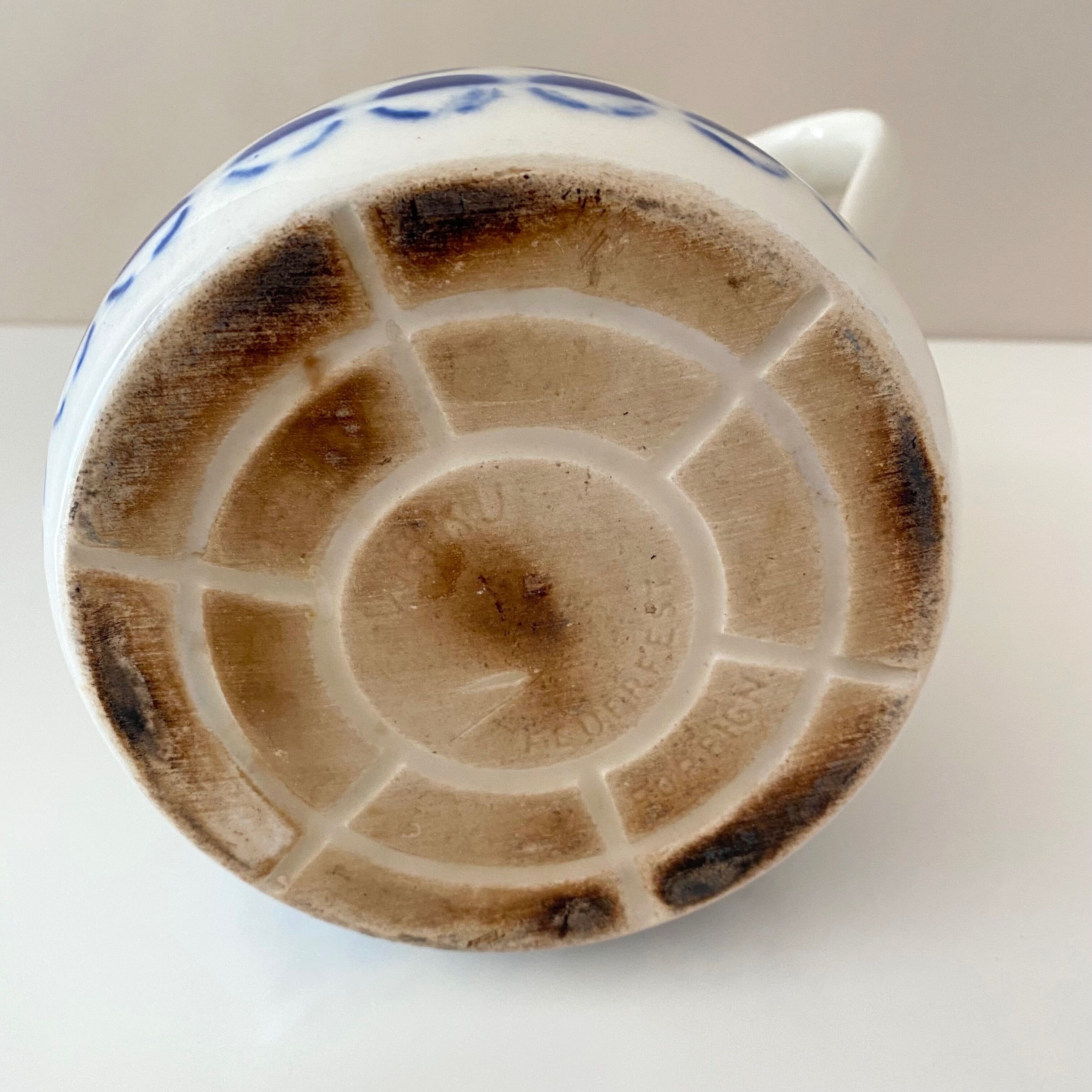 50s Coffee Pot, Teapot, Ceramic Pot Polka Dots, Vintage Tableware Germany, WAKU Fireproof