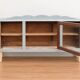 Art Deco sideboard renovated in blue-grey – Bevelled glass and wooden legs – 132.5 cm