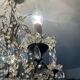 Antique cage chandelier with rock crystal pendants