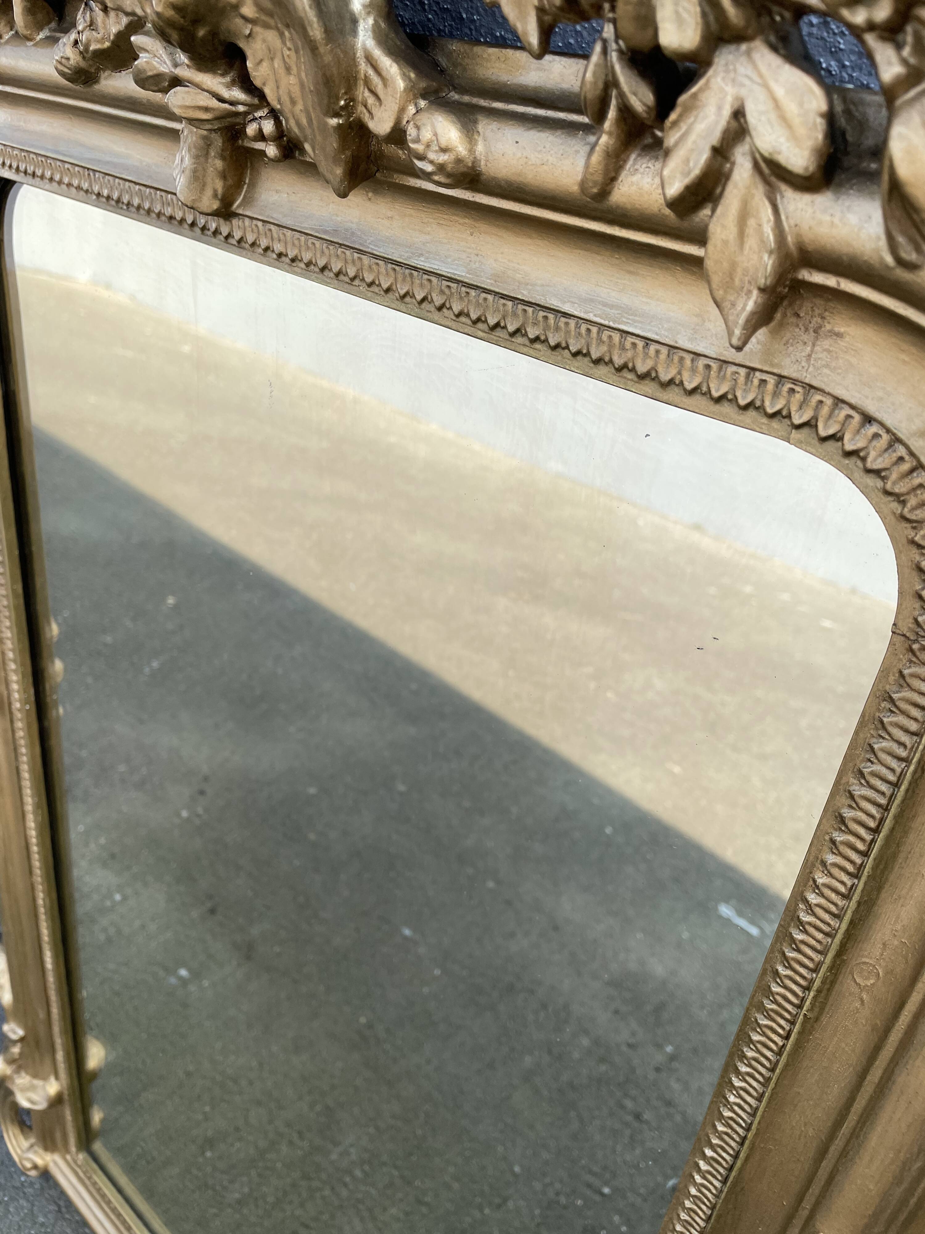 Miroir Napoléon III fronton oiseaux 112 x 67