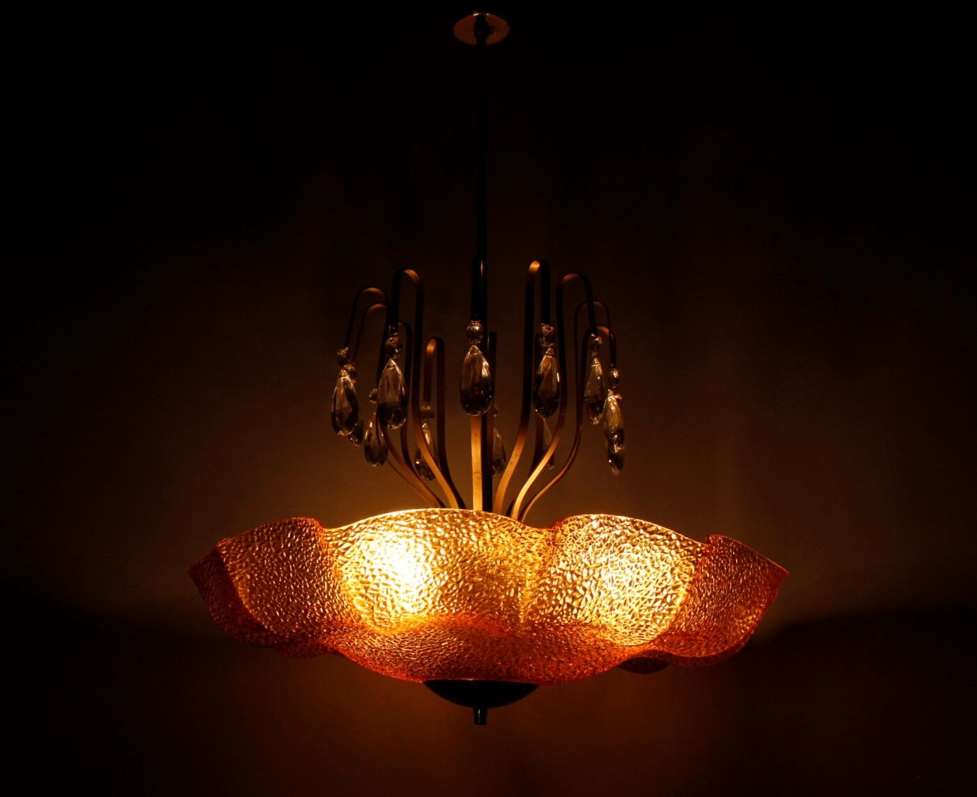 Fountain pendant light from Kamenický Šenov, 1970s