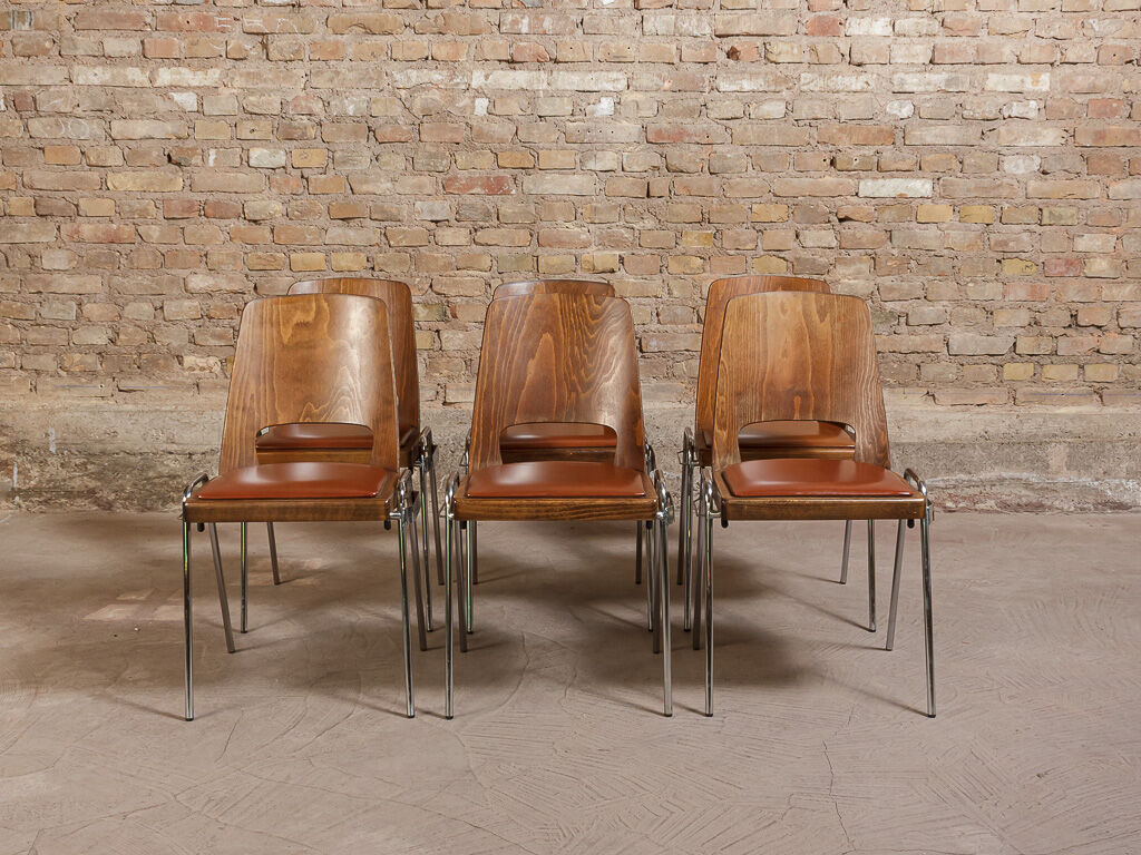 Jomain Baumann chairs, cognac leather seat, circa 1960
