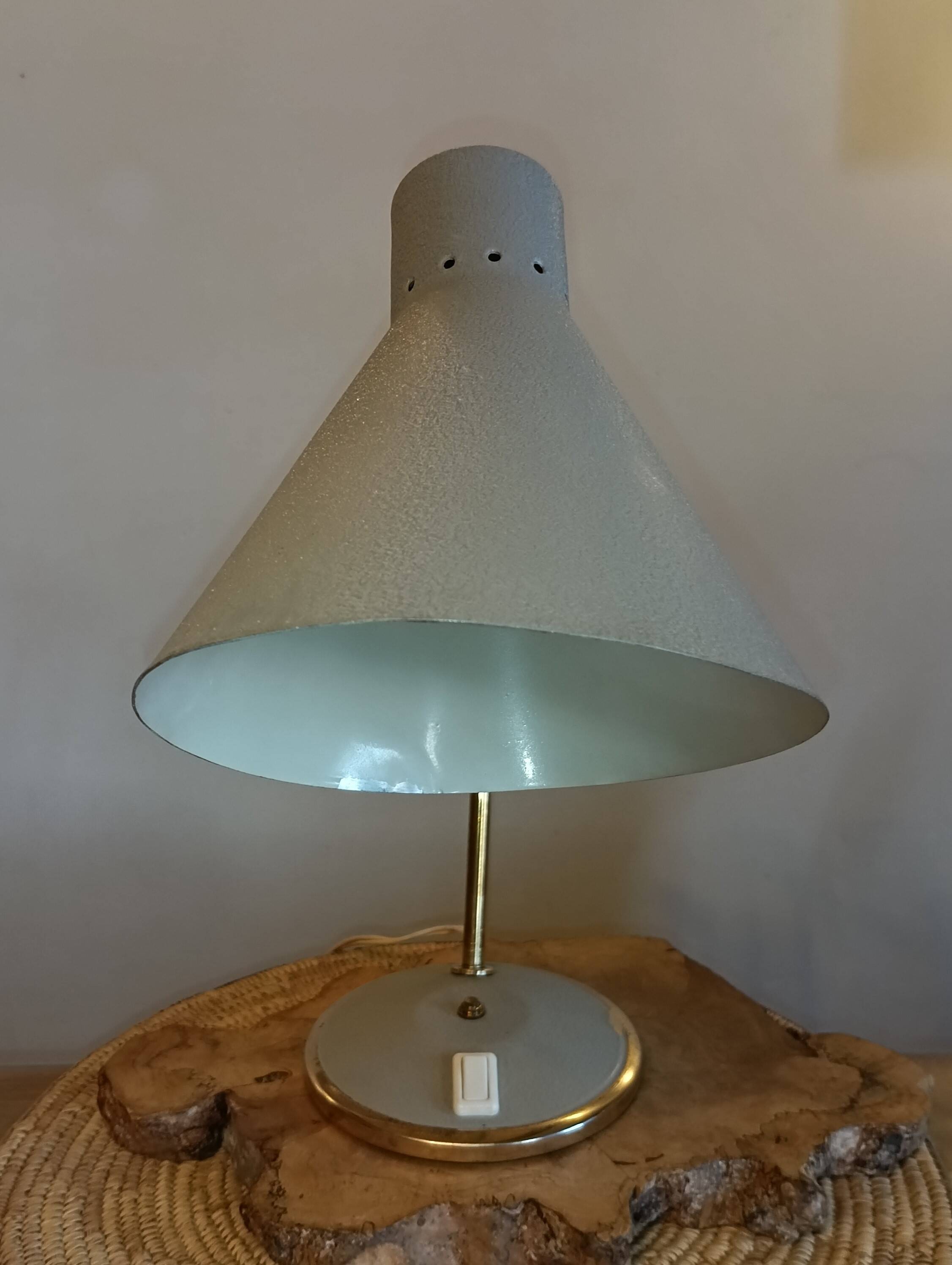 Gray metal diabolo lamp, 1950