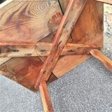 brutalist table of 73 x 73 cm with top of 4 cm thick