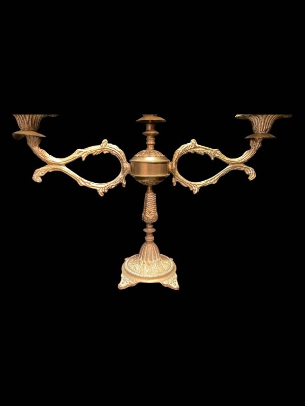 Chandelier en métal à 3 bougeoirs