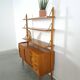 Meuble mural scandinave en teck avec étagères, tiroir et bureau