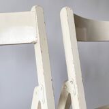 Pair folding chairs caning