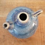 Théière en céramique, petit pichet, poterie d'atelier vintage, grès bleu beige