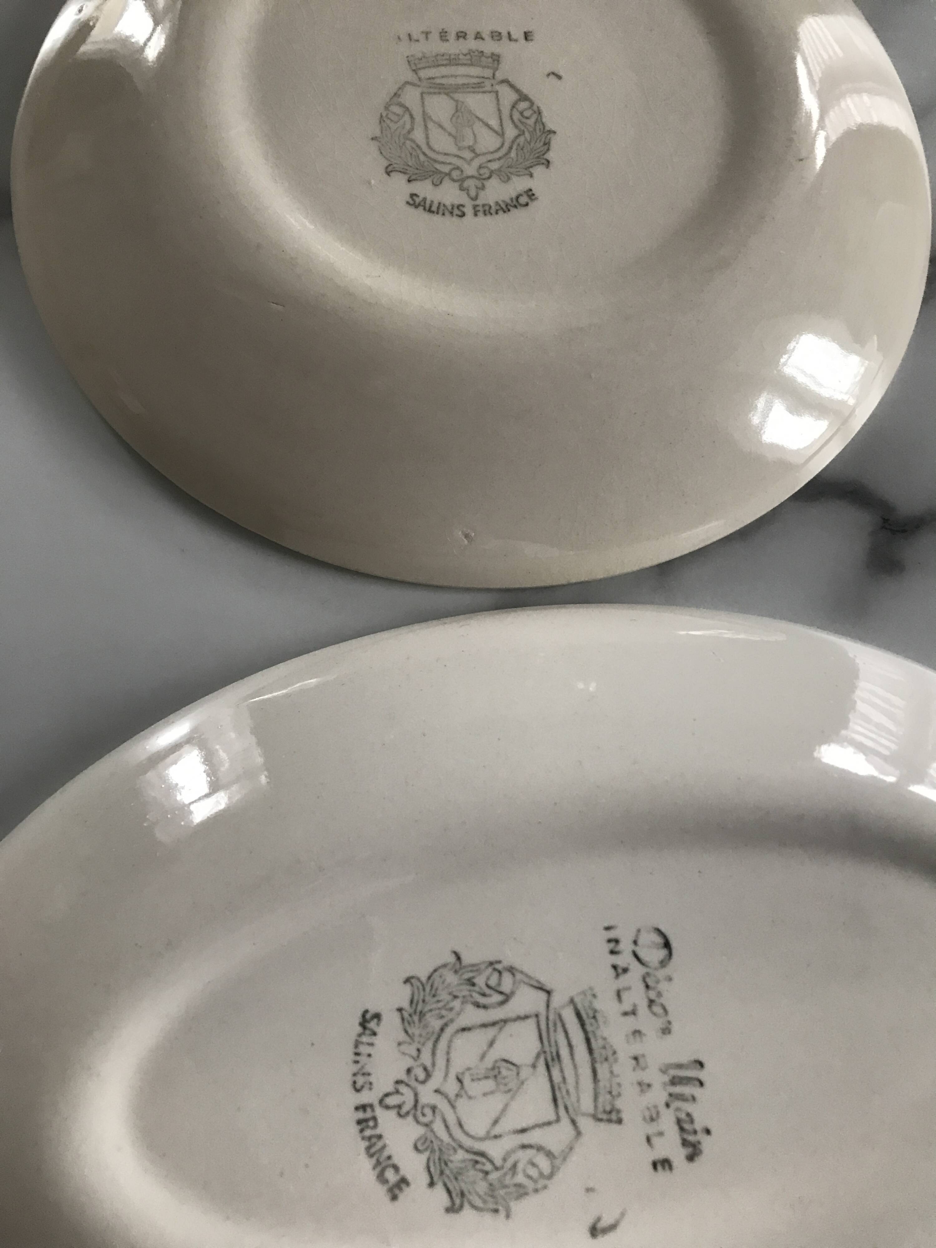 Small vintage ceramic dishes Salins France