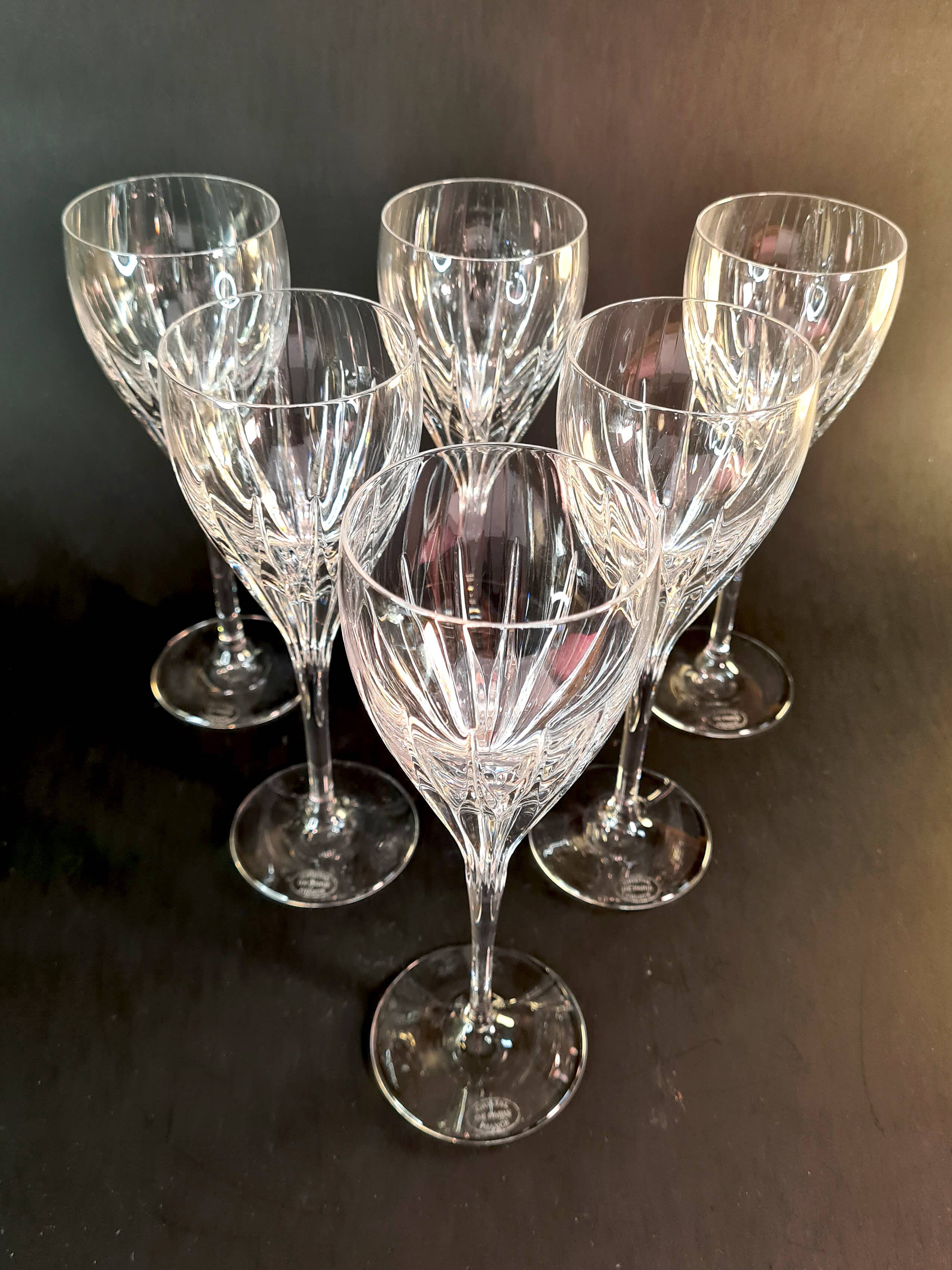 Set of 6 cut crystal glasses – Paris Crystal Works (model similar to Ir)