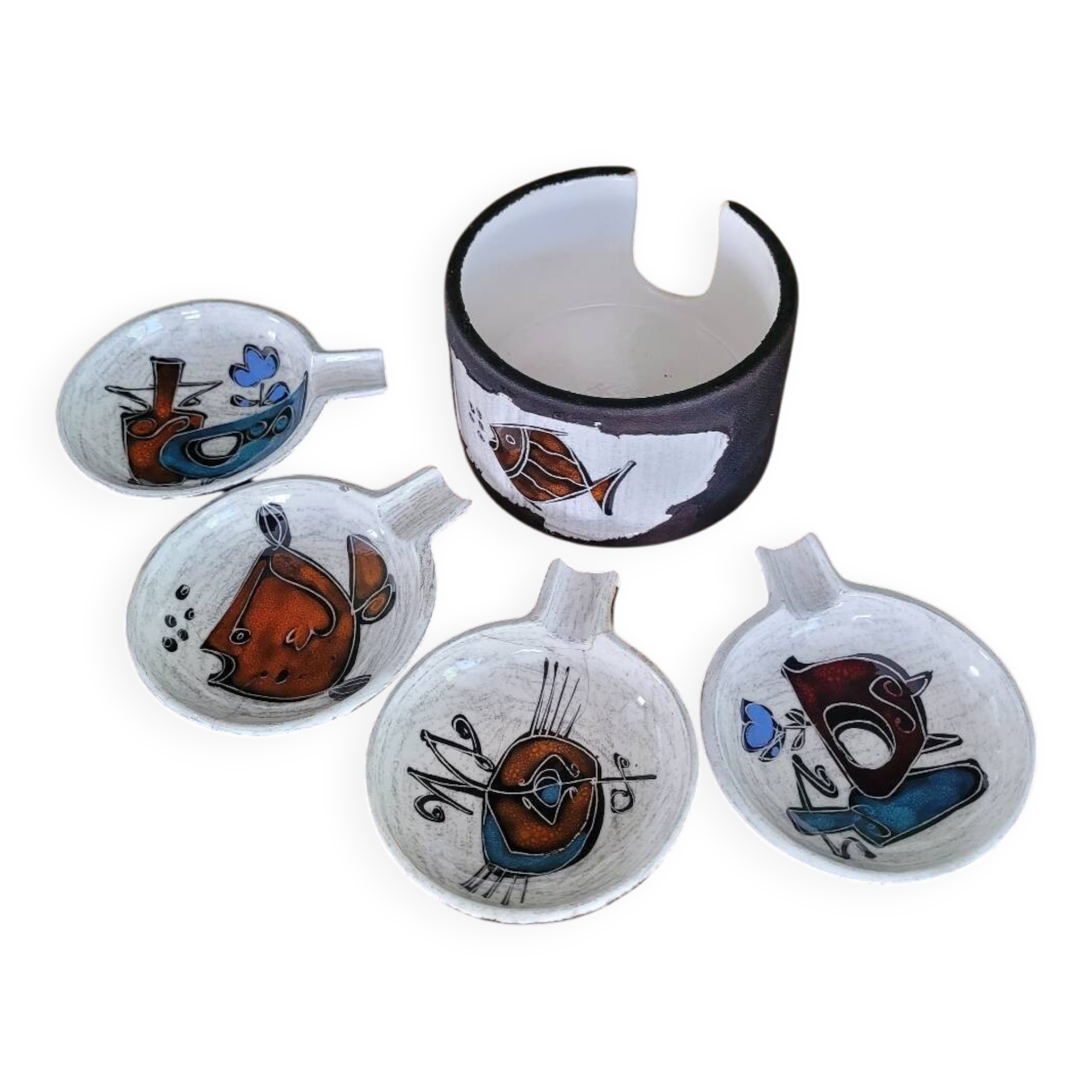 Ensemble de cendriers individuels vintage en céramique