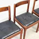 Set of six leather "Carimate" dining chairs by Vico Magistretti for Cassina