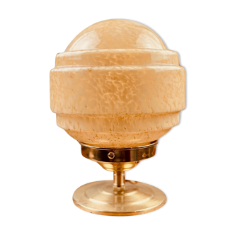 Table lamp globe glass of clichy vintage yellow