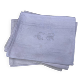 10 anciennes serviettes de table damassées et monogrammées