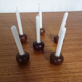 Danish Teak Candleholders, 1960s, Set of 6
