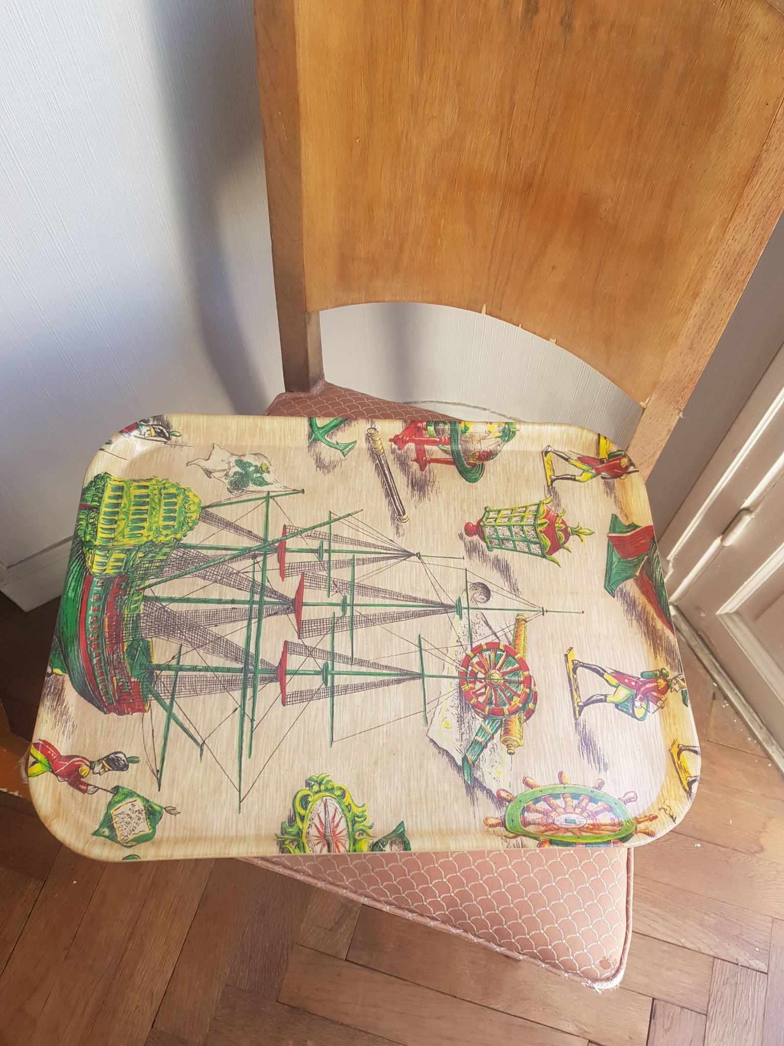 Plateau de service vintage en fibre de verre