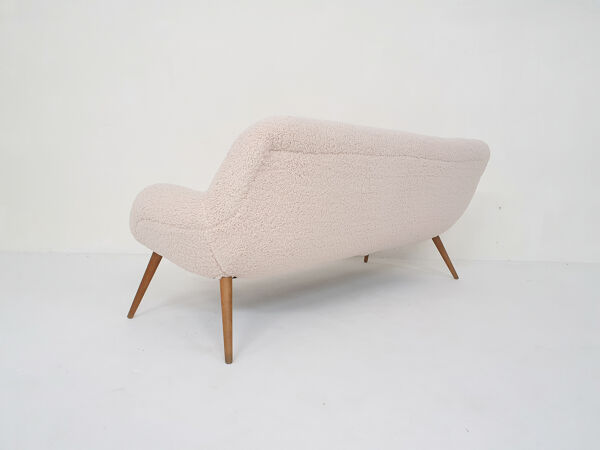 Canapé scandinave en laine bouclée, Danemark années 1960