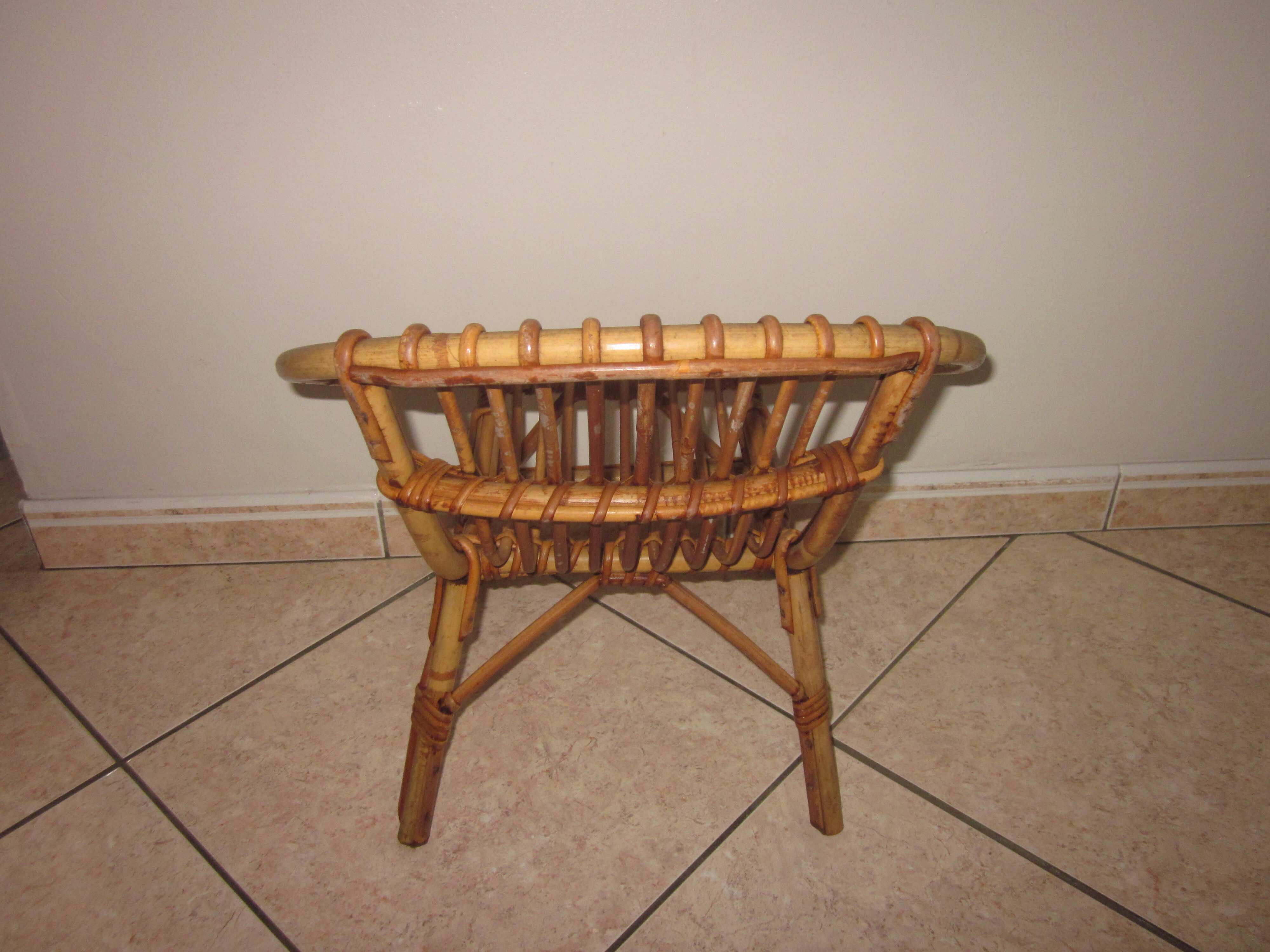 Vintage child rattan armchair